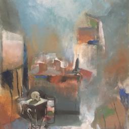 Atelier au crâne, 2017, huile sur toile, 100x81cm