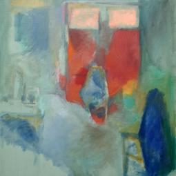 La porte rouge, 2020, huile sur toile, 100x 81cm