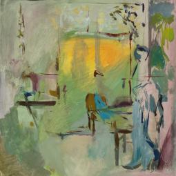 Atelier, 2020, Huile sur bois, 28x26.5cm