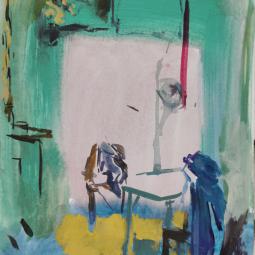 Confinement 1, 2020, pigments et colle sur papier, 27x18cm