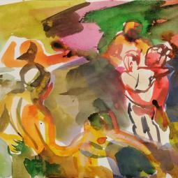 Baigneurs 2, 2020, aquarelle, 25x32 cm