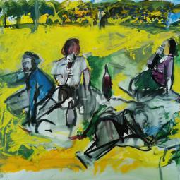 Déjeuner sur l'herbe, 2019, colle et pigments sur papier, 50x65 cm